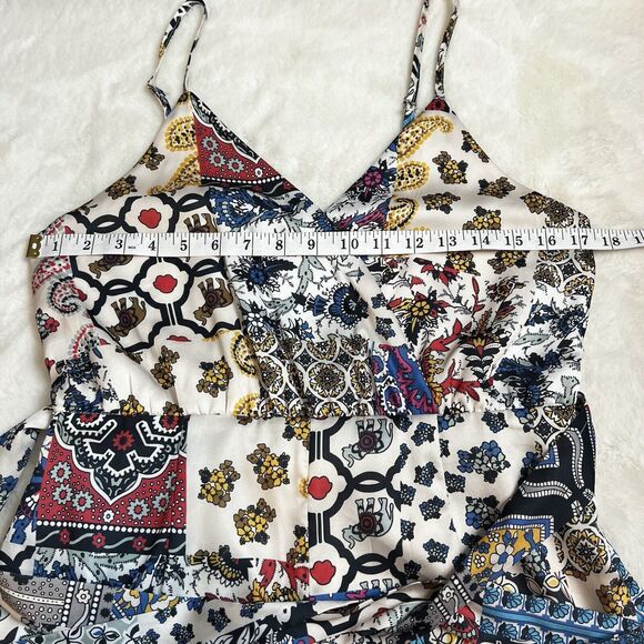 Lida Kate Wide Leg Jumpsuit Paisley Elephants V-neck Sz L - Picture 9 of 15